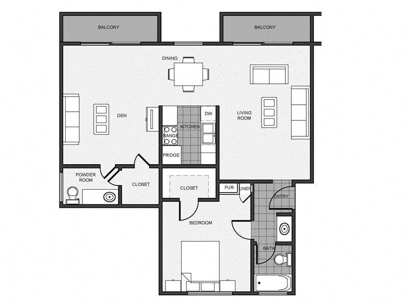 Mitchell Arms 1 bedroom 1 bathroom with Den